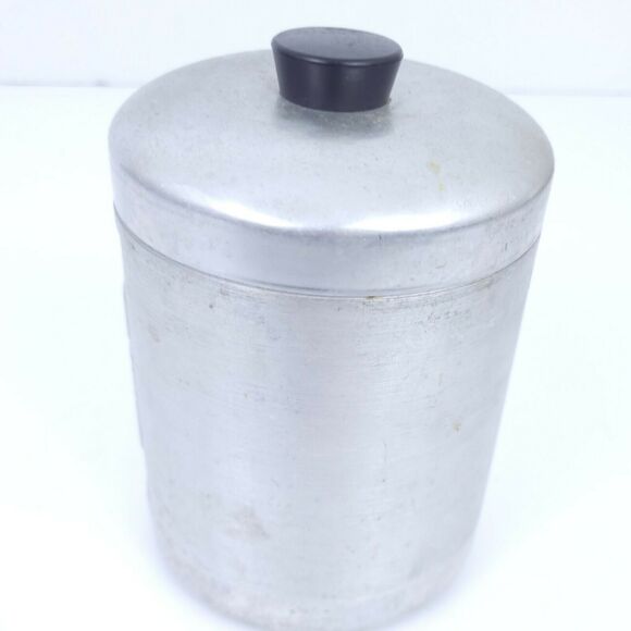 Vintage 1950’s Spun Aluminum Tea Kitchen Container Canister Mid-Century - Picture 4 of 6